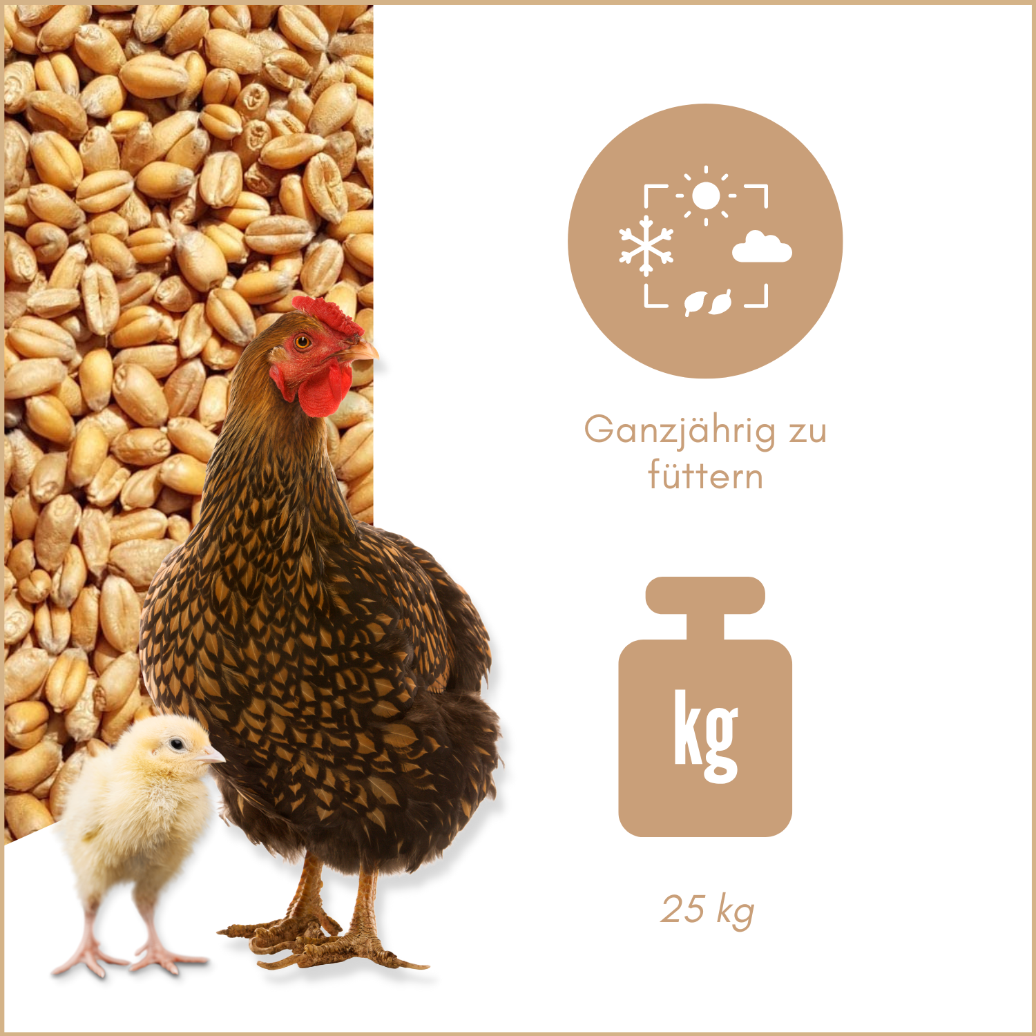 Supravit Weizen Futterweizen 25kg  Einzelfuttermittel für Tauben, Vögel, Nager & Geflügel